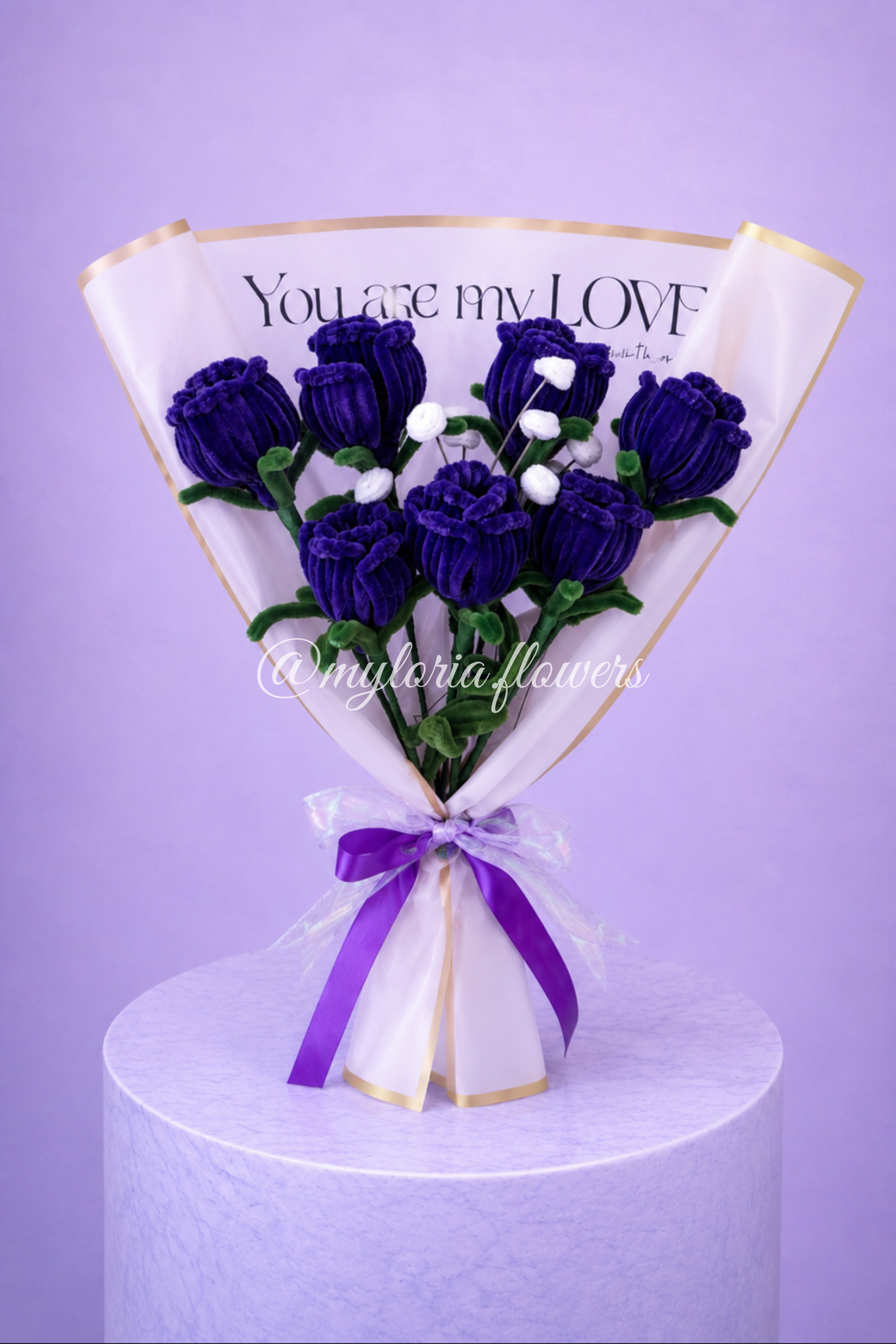 Bouquet éternel de 7 roses Violet