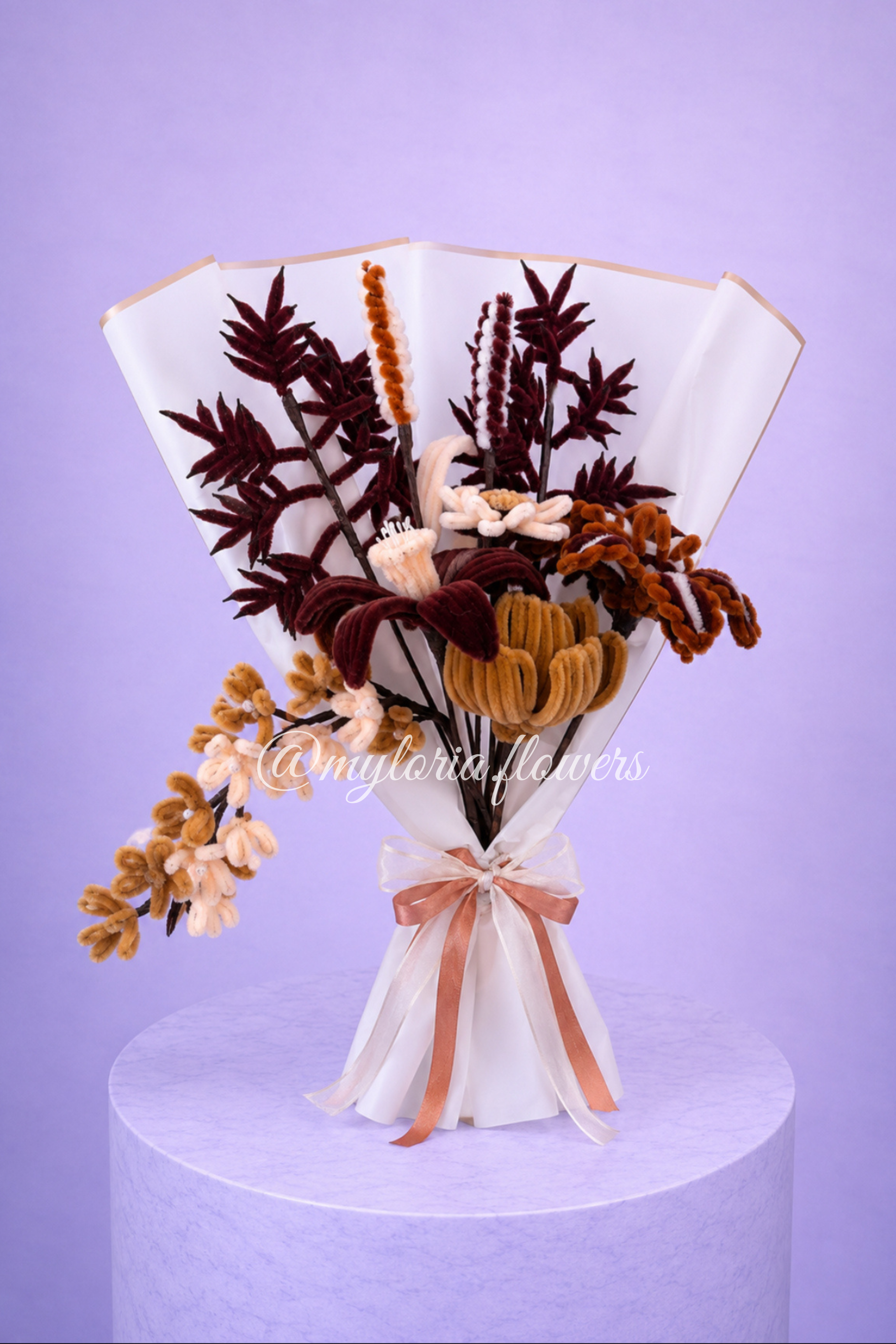 Bouquet éternel Julia Marron et Beige