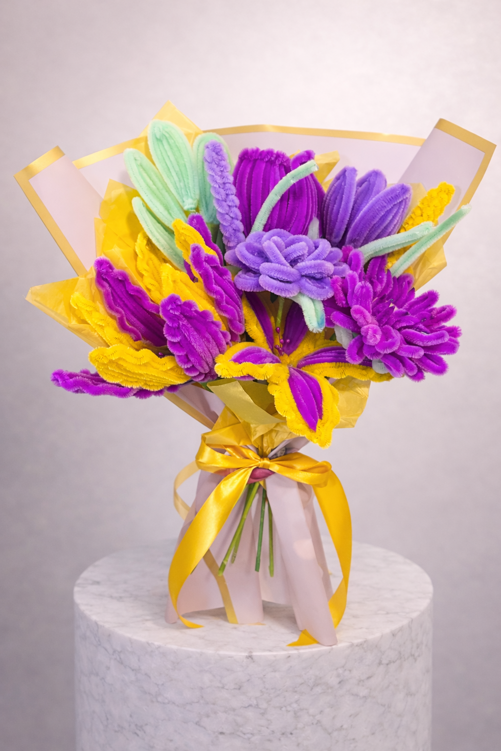 Bouquet éternel Raiponce Jaune et Violet