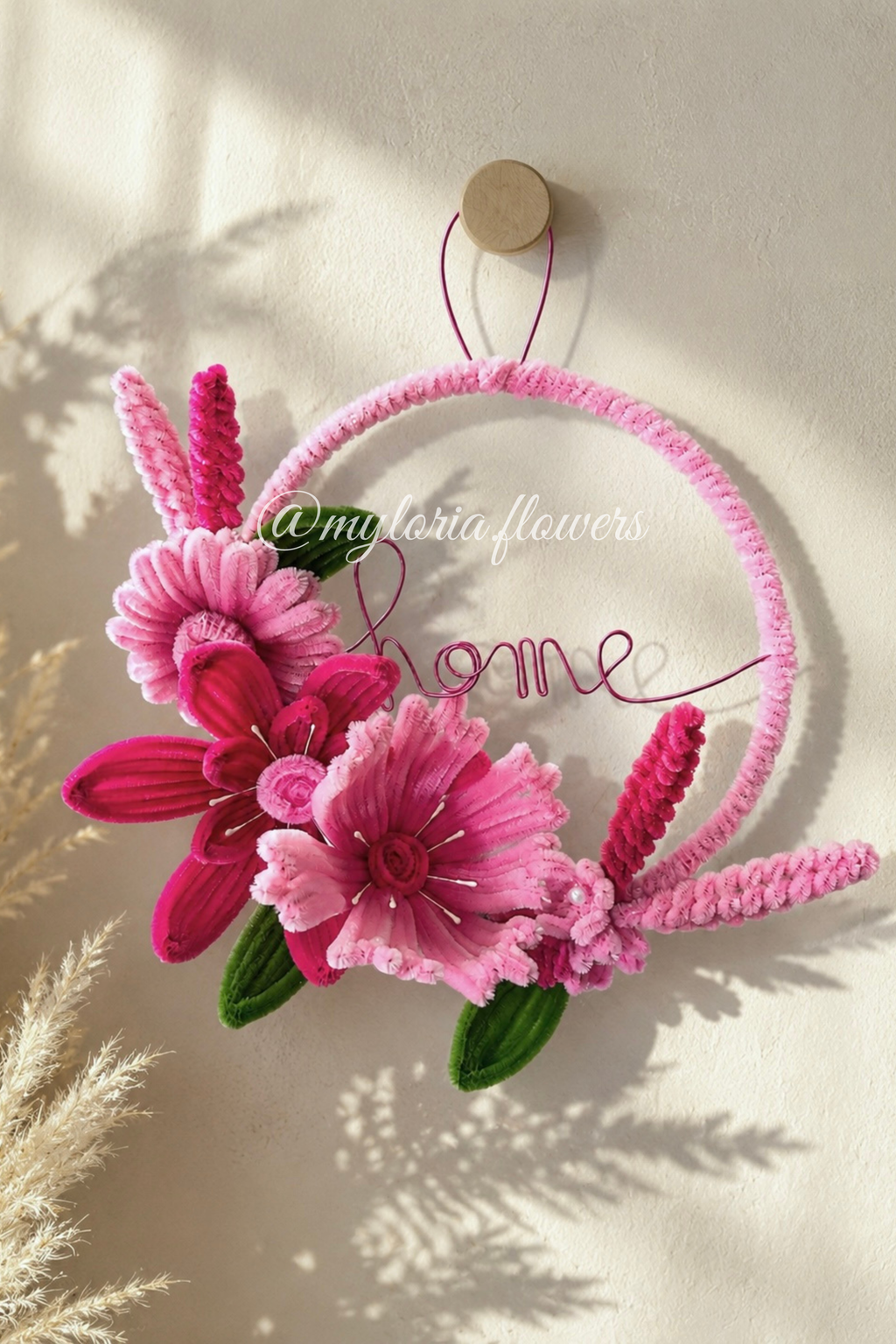 Décoration murale Cercle fleuri « Home » 🌸