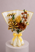 Bouquet de fleurs éternelles jaune, beige et marron