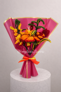 Bouquet éternel Flora Orange, Rouge et Jaune