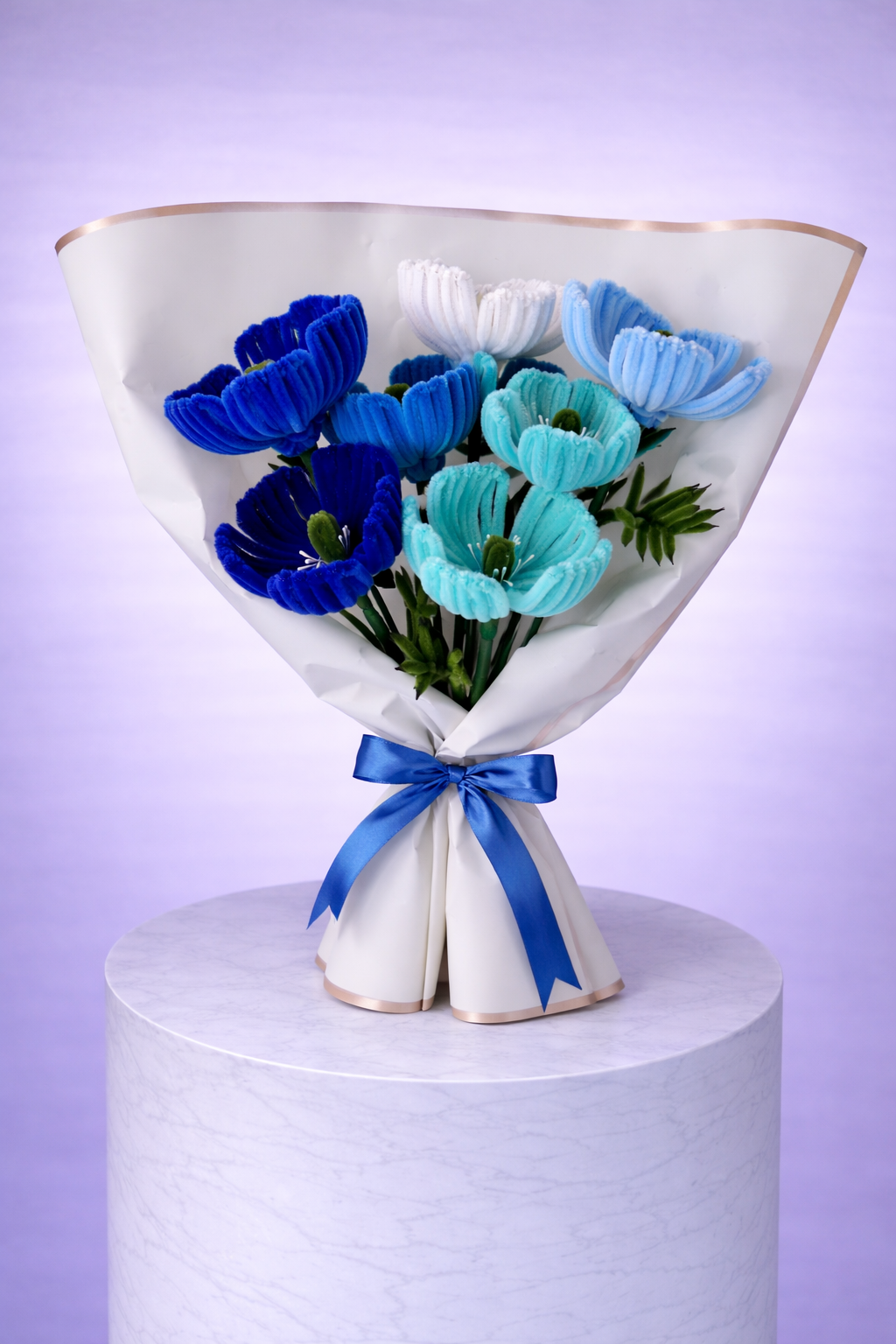 Bouquet éternel de coquelicots bleu