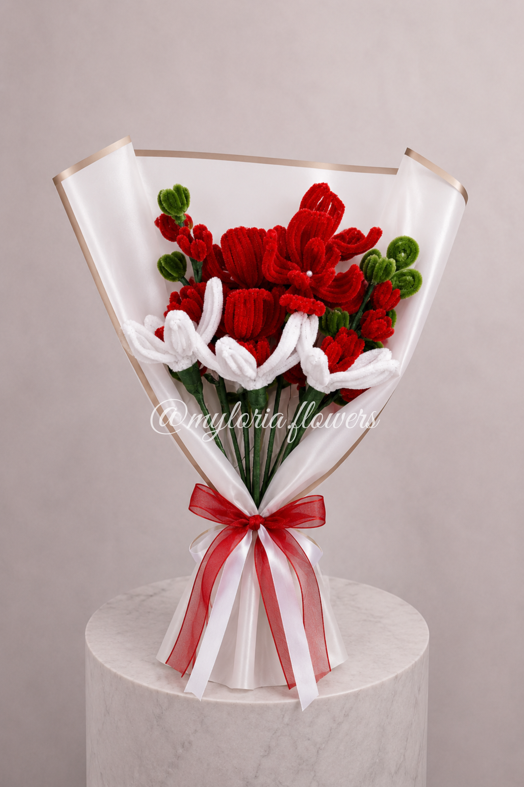 Bouquet éternel Lylou Rouge et Blanc