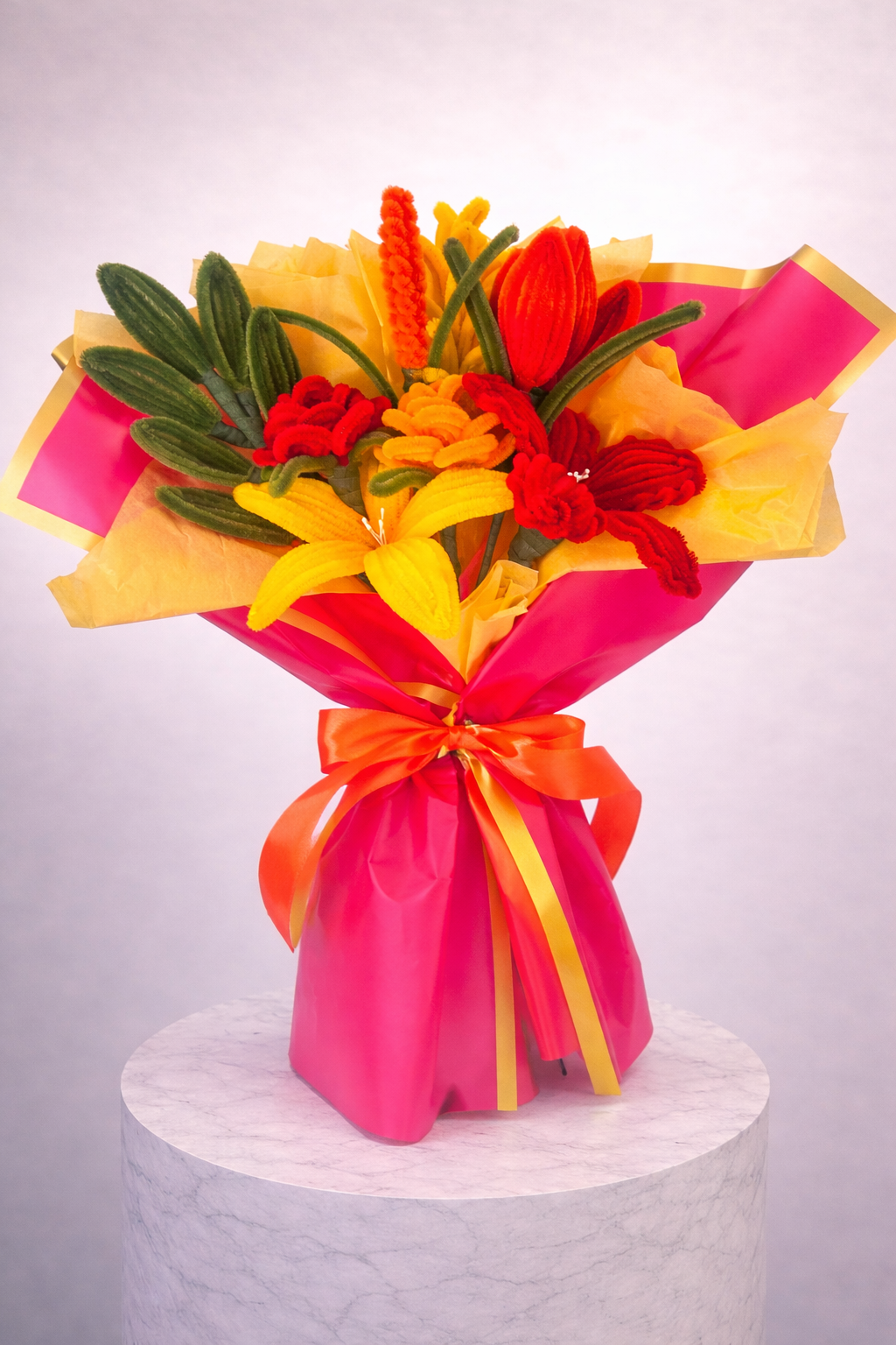 Bouquet éternel Chloé Rouge et Jaune