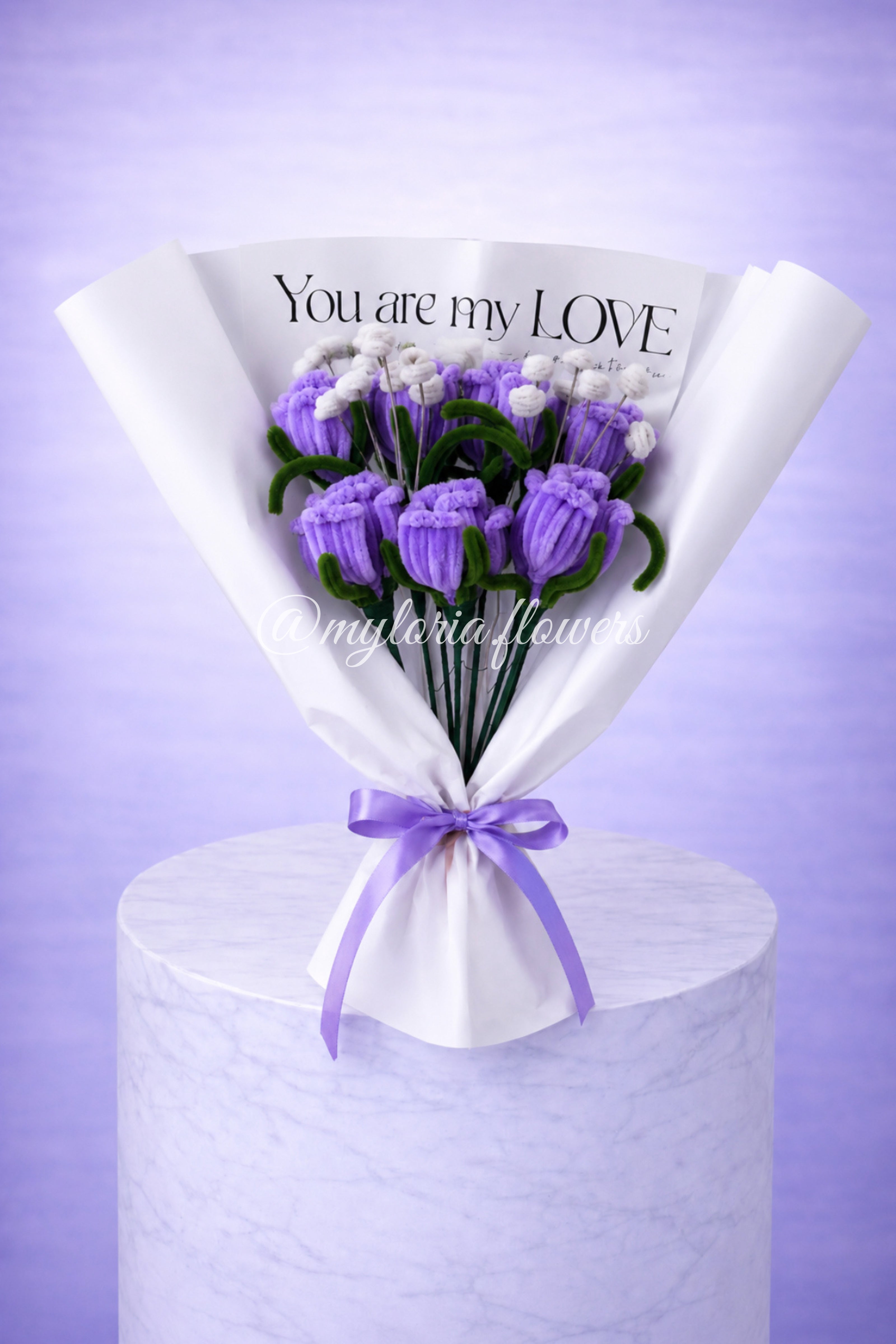 Bouquet éternel de 7 roses Violet