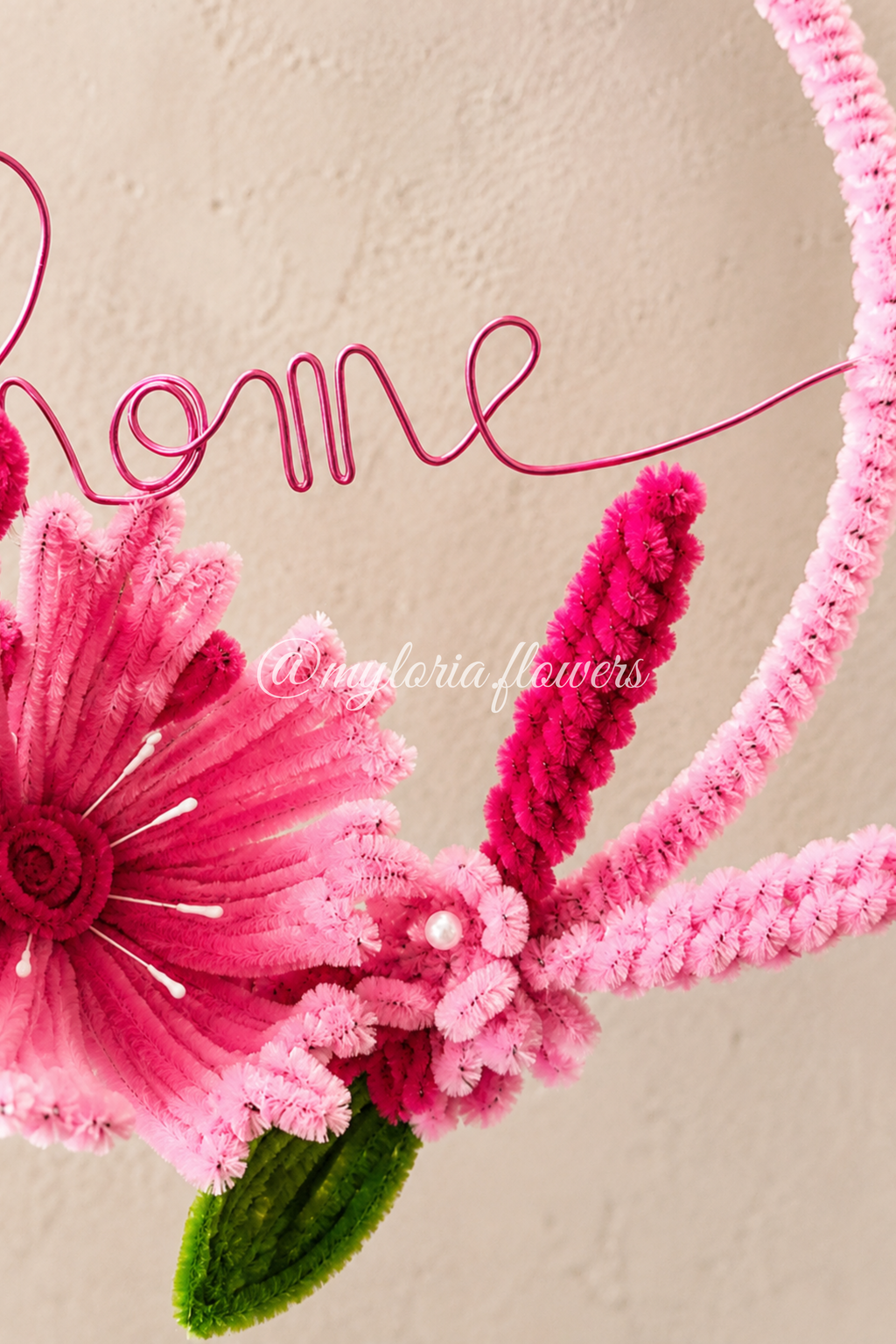 Décoration murale Cercle fleuri « Home » 🌸