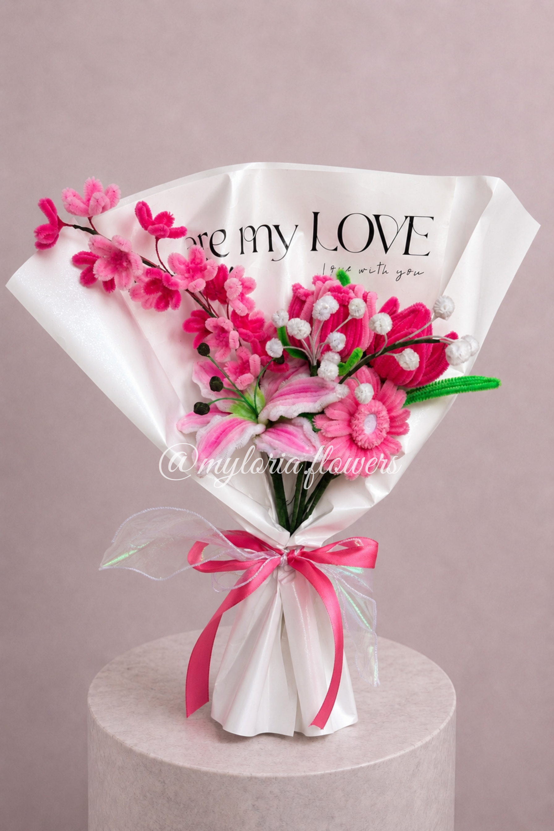 Bouquet de fleurs éternelles Rose