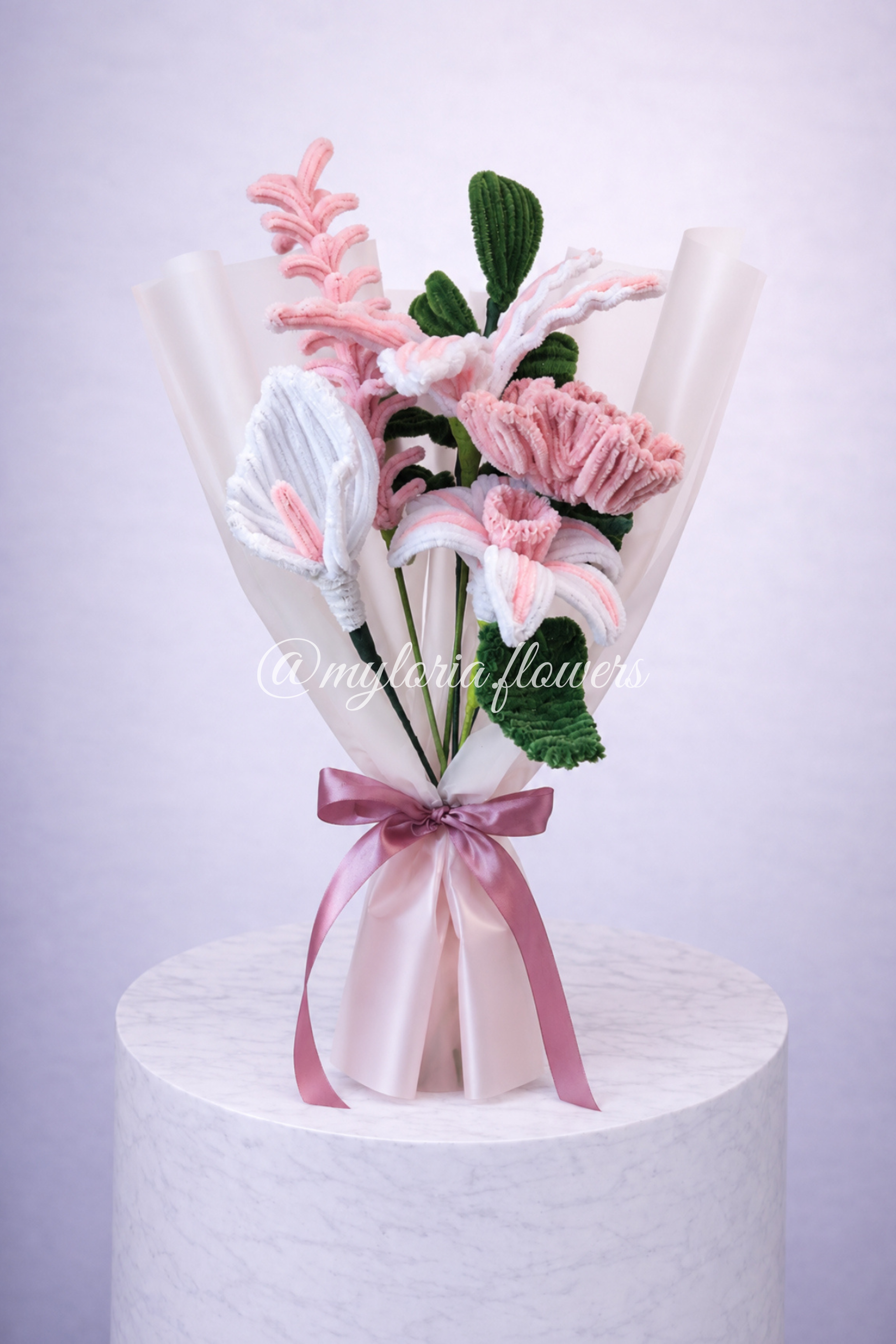 Bouquet éternel Romy Rose et Blanc