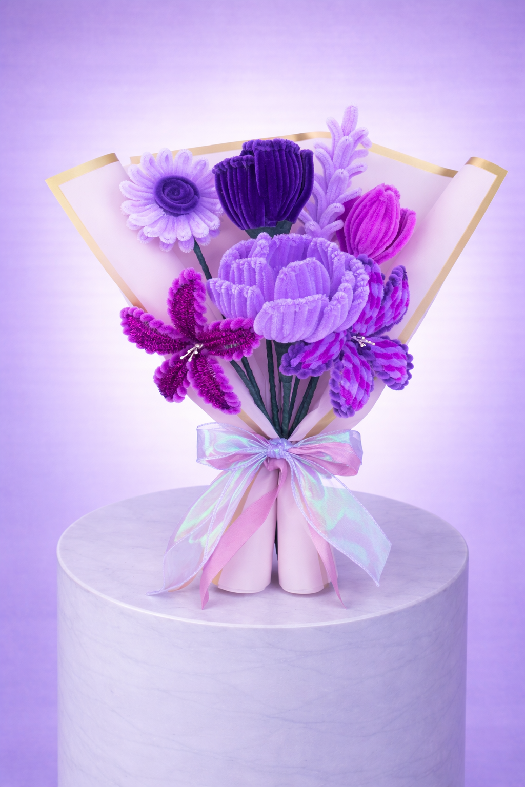 Bouquet de fleurs éternelles violet