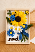 Cadre décoratif tournesol jaune et bleu
