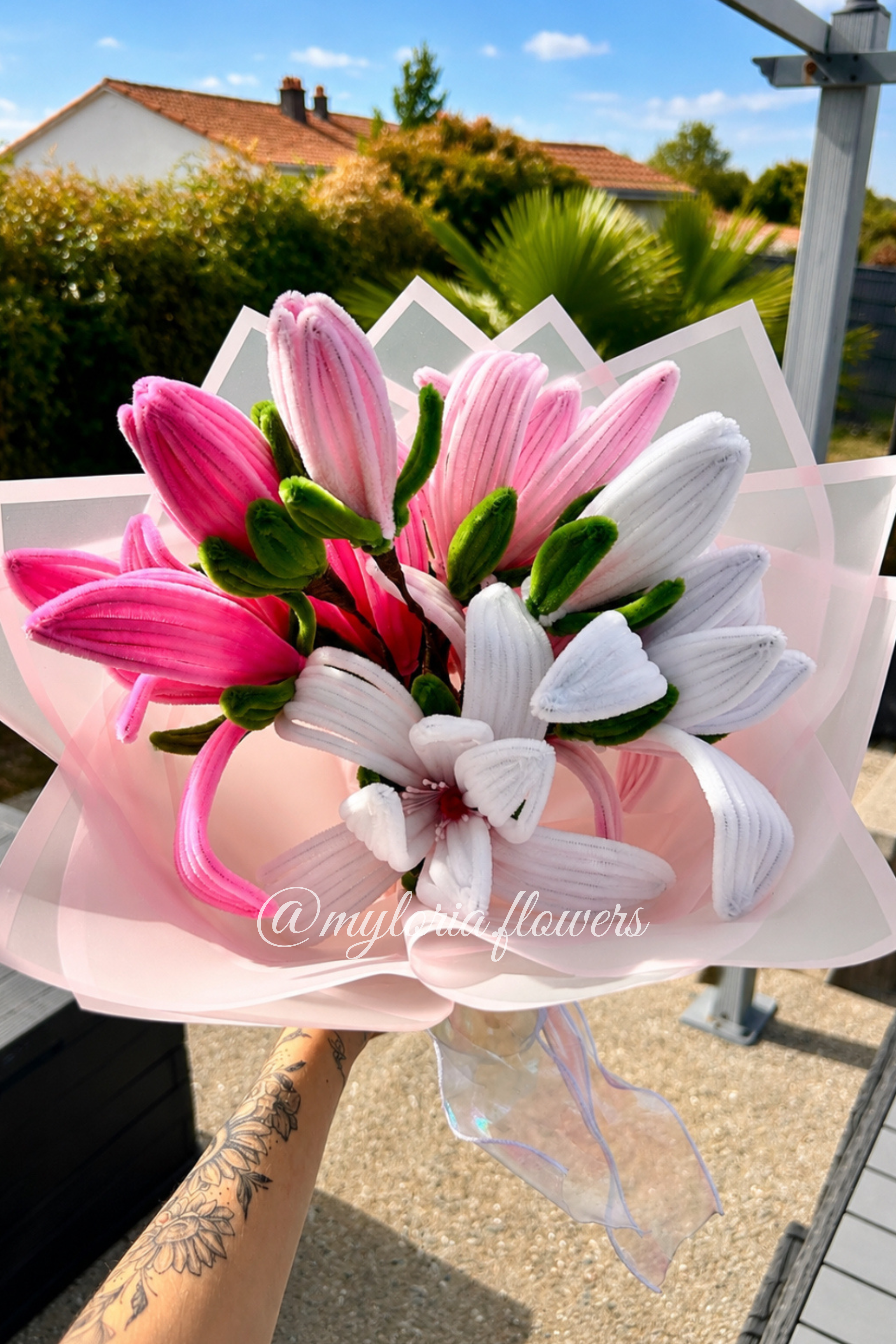 Bouquet de Magnolias Éternels Rose & Blanc