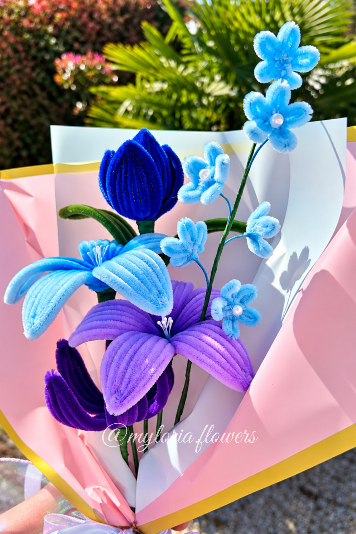Bouquet éternel bleu et violet