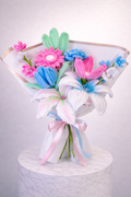 Bouquet éternel Camille Rose, Bleu et Vert
