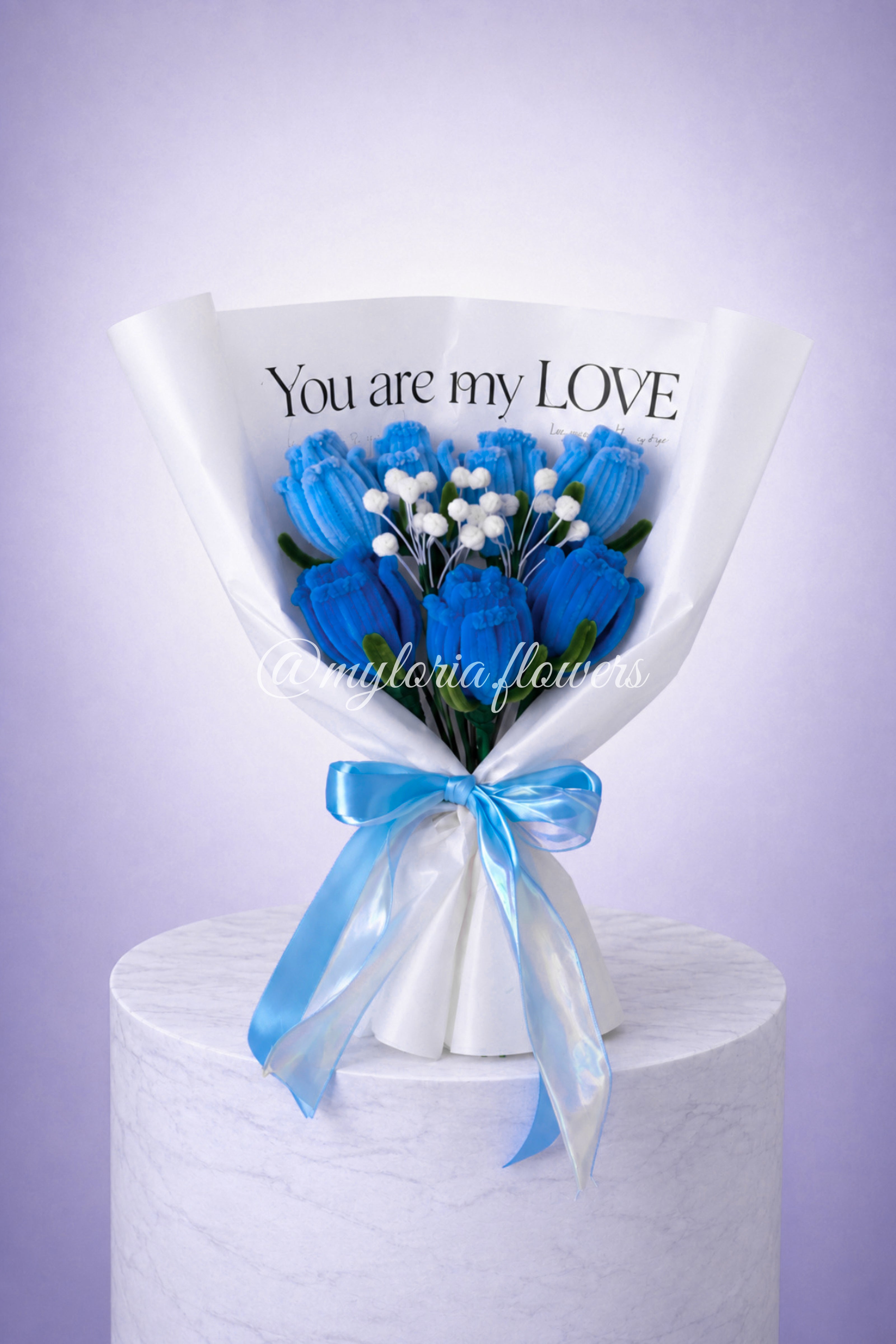 Bouquet éternel de 7 roses Bleu