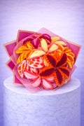 Bouquet éternel rond Margot Rose, Jaune et Orange