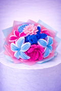 Bouquet éternel rond Jasmine Rose et Bleu