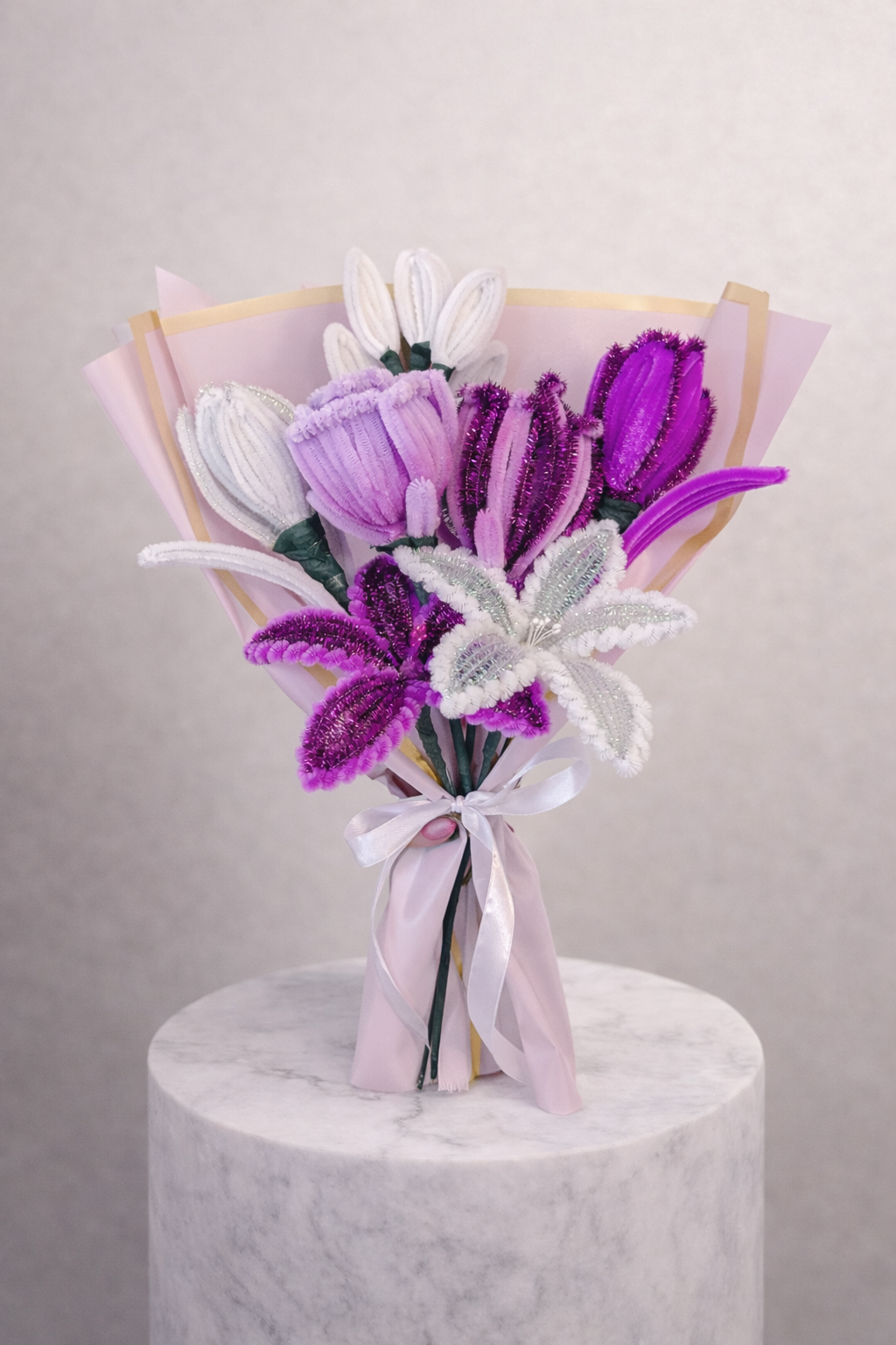 Bouquet éternel Eléa Violet et Blanc