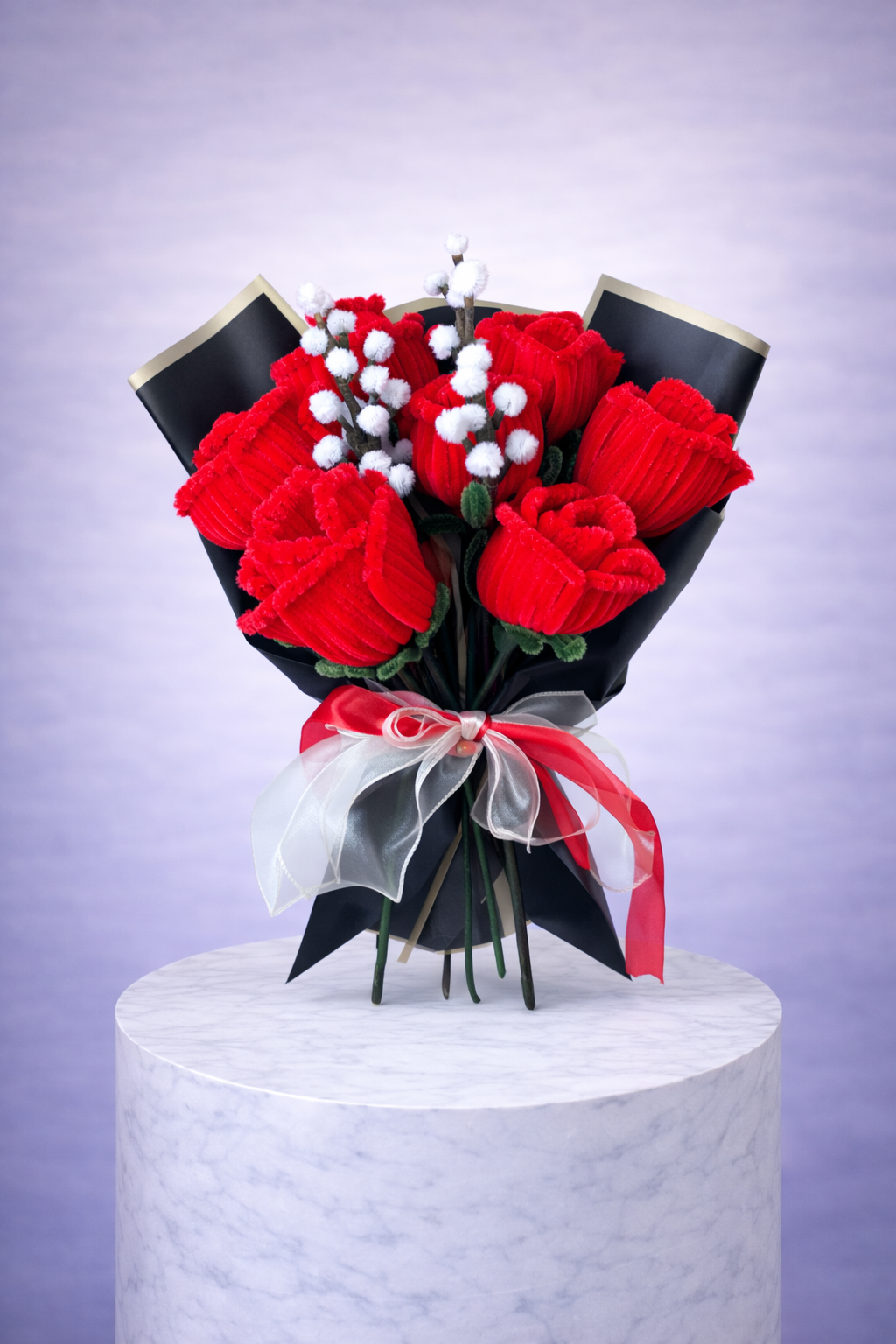 Bouquet éternel de 7 roses XL Rouge