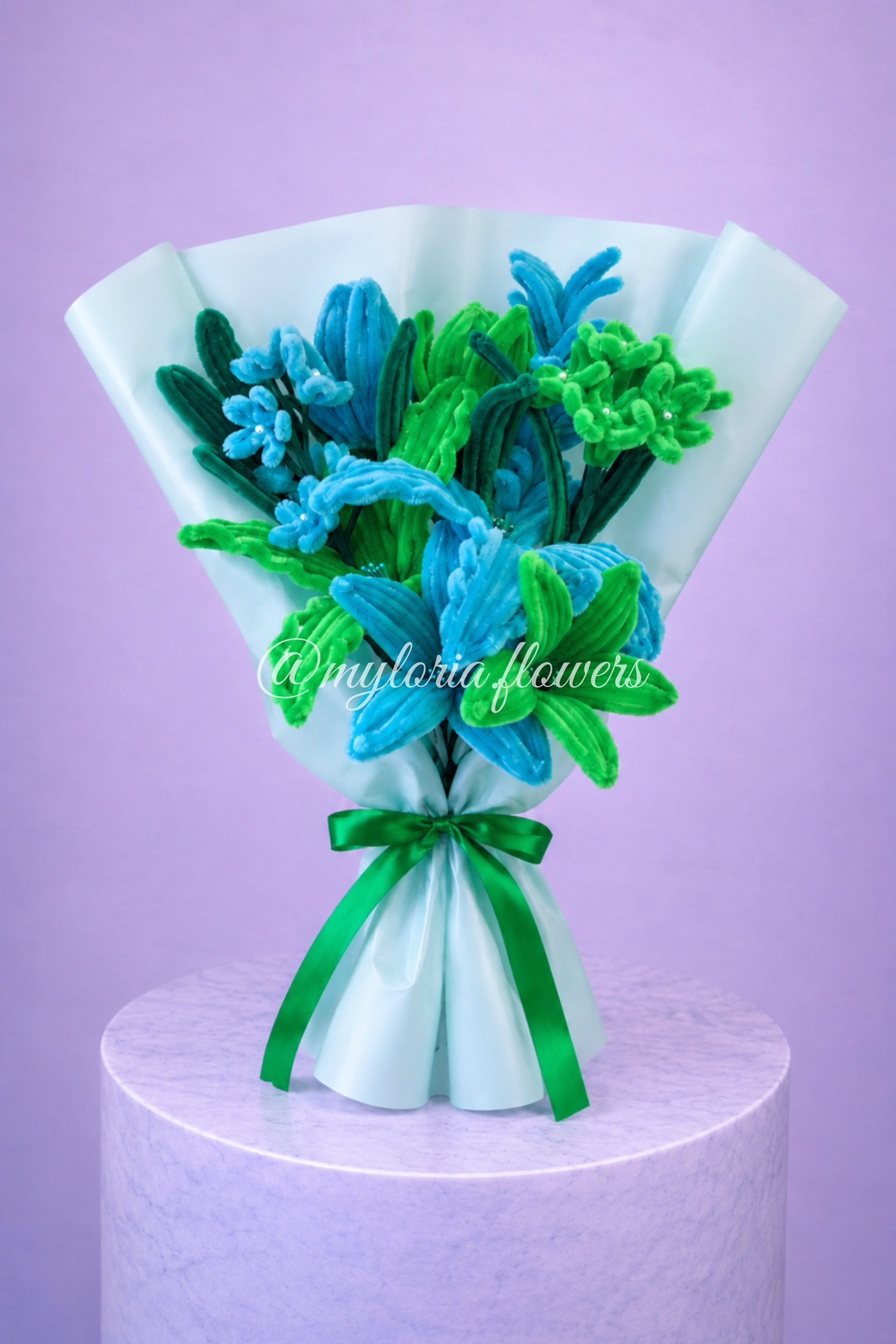 Bouquet éternel Julie Bleu et Vert