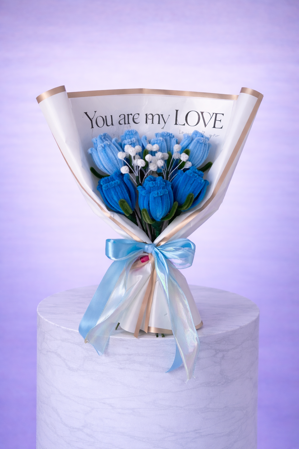 Bouquet éternel de 7 roses Bleu