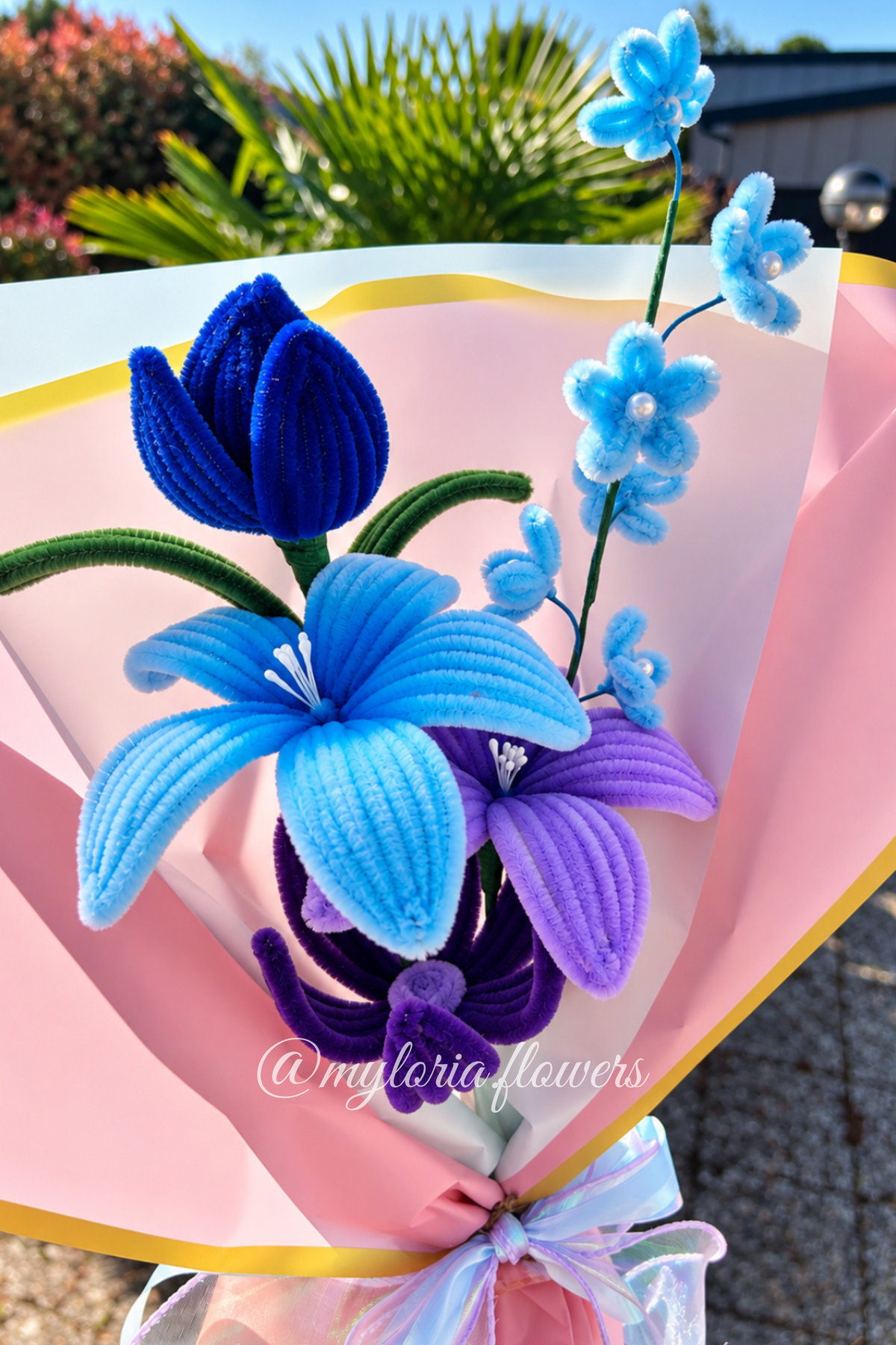 Bouquet éternel bleu et violet