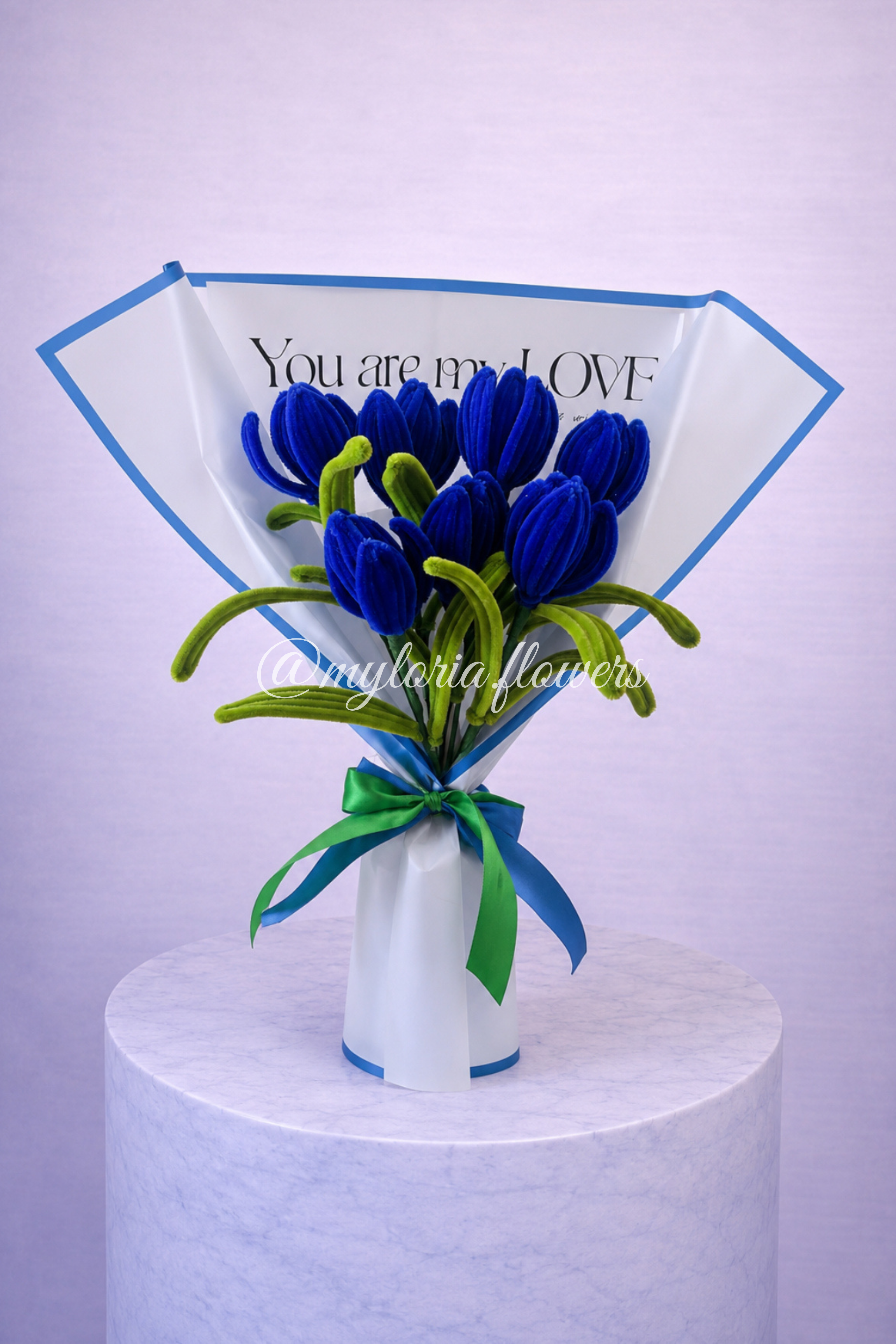 Bouquet éternel de 7 tulipes Bleu