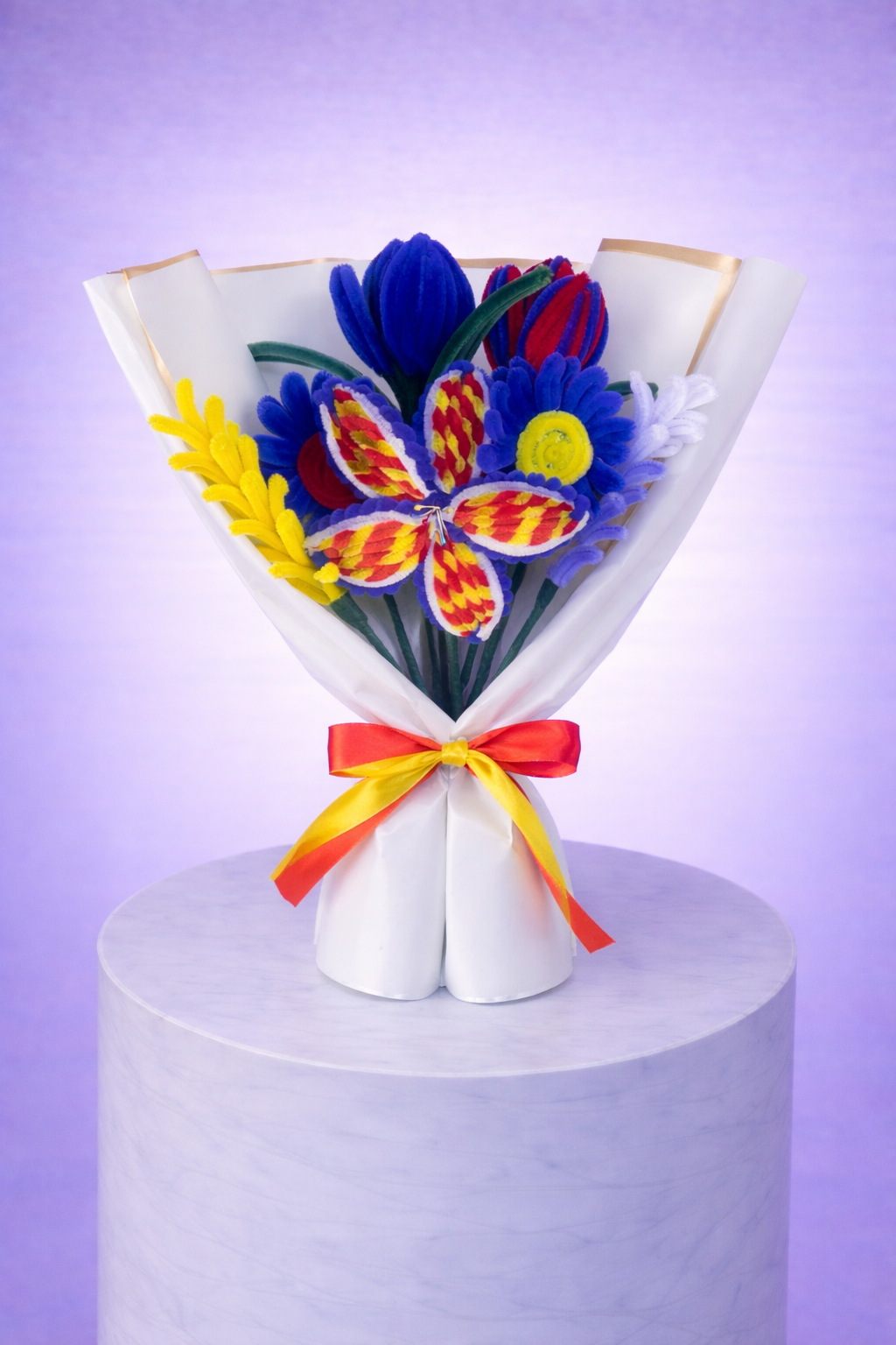 Bouquet éternel Red Bull Bleu, Jaune et Rouge