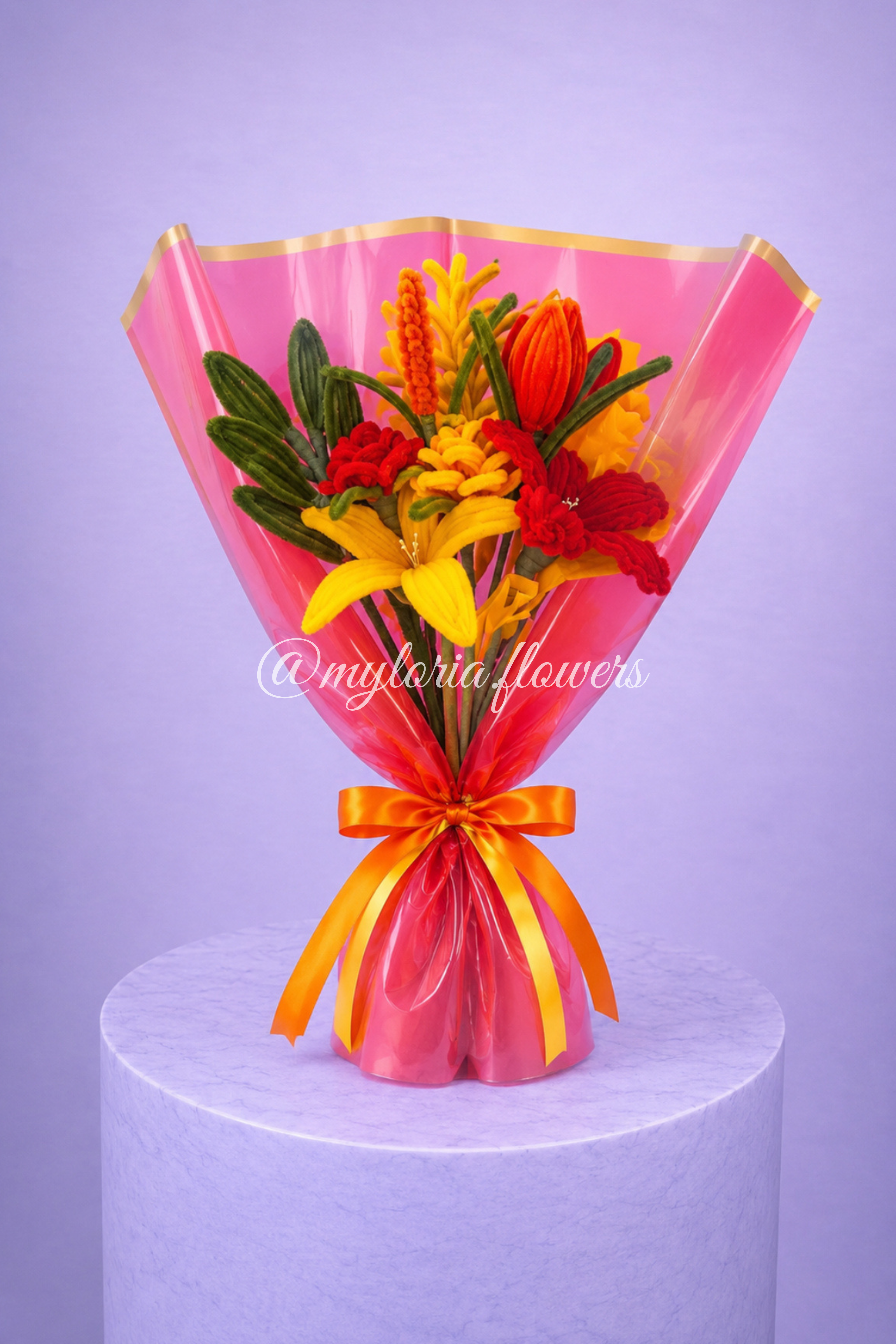Bouquet éternel Chloé Rouge et Jaune