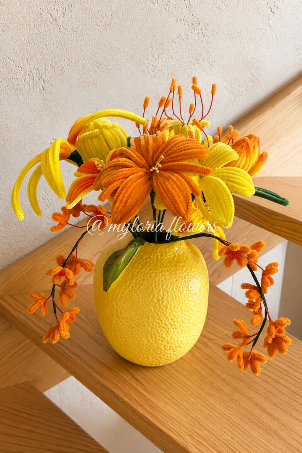 Vase Citron & Bouquet Éternel en Fil Chenille
