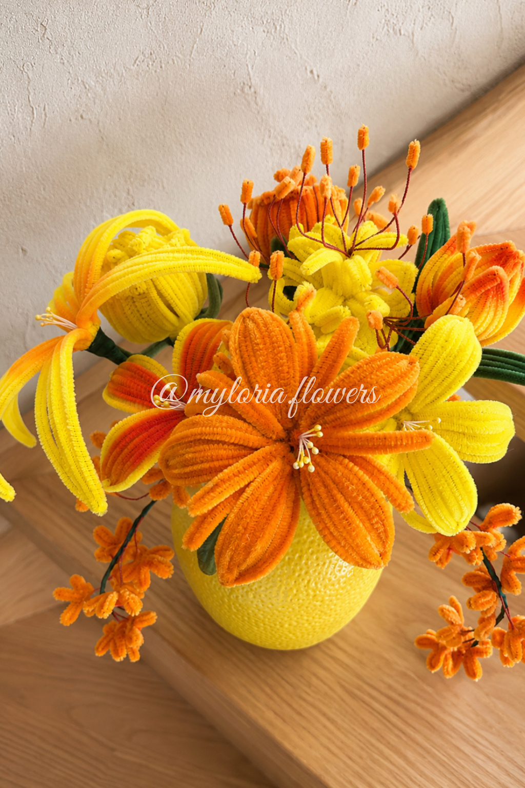 Vase Citron & Bouquet Éternel en Fil Chenille