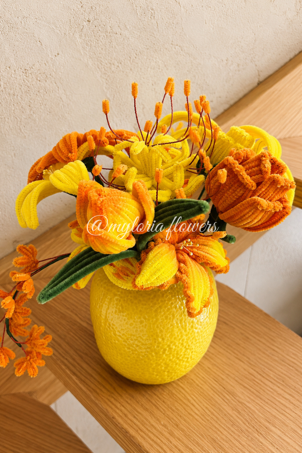 Vase Citron & Bouquet Éternel en Fil Chenille